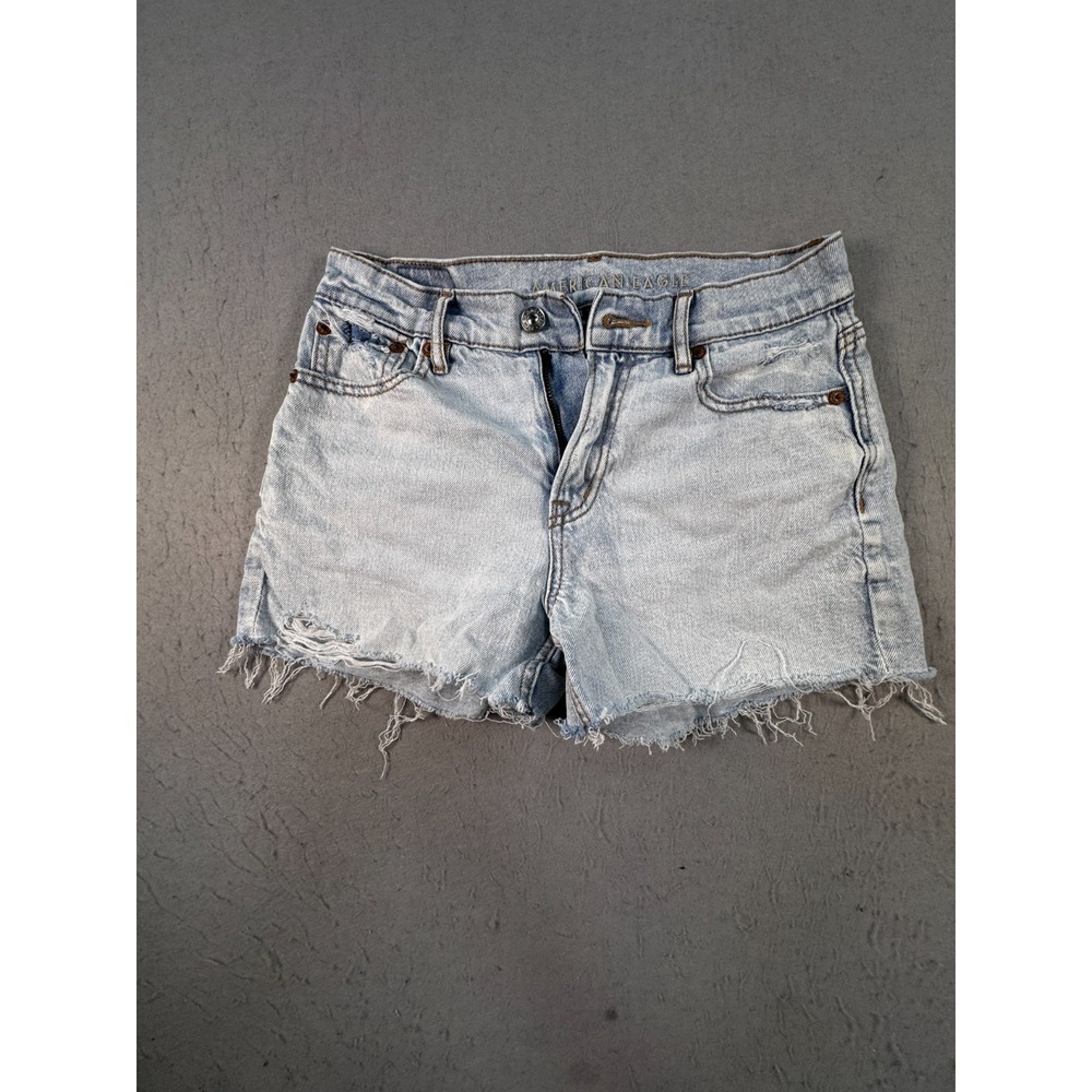 American Eagle Strigid Relaxed Cut Off Denim Shorts Womens 00 Blue Light Wash